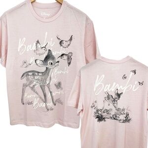 NWOT Disney Bambi Birds Rabbits Double Sided Graphic T-Shirt Women’s Medium